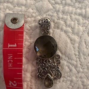 Stunning silver smoky quartz pendant